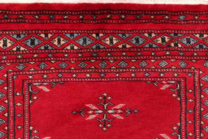 Dark Red Pakistani Butterfly Rug 2' 1" x 6' 4" Hand-Knotted | No. QA72358