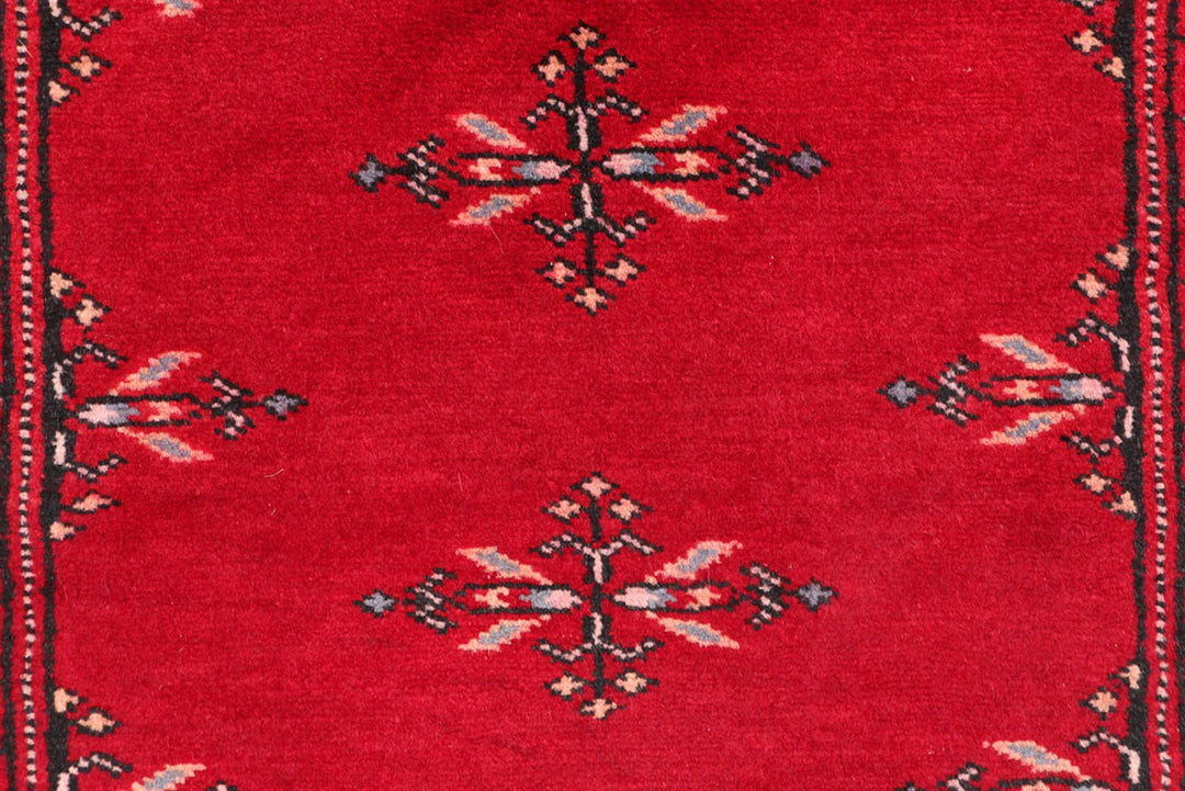 Dark Red Pakistani Butterfly Rug 2' 1" x 6' 4" Hand-Knotted | No. QA72358