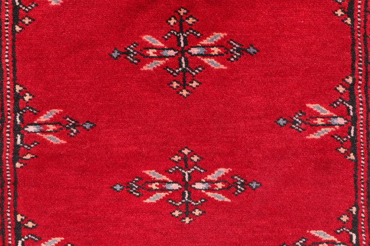 Dark Red Pakistani Butterfly Rug 2' 1" x 6' 4" Hand-Knotted | No. QA72358