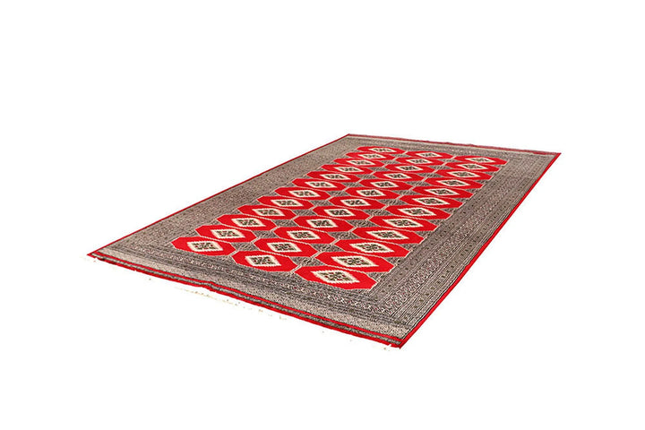 Red Pakistani Jaldar Rug 6' 1" x 8' 9" Hand-Knotted | No. QA72455