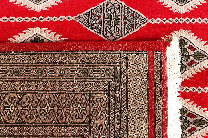Red Pakistani Jaldar Rug 6' 1" x 8' 9" Hand-Knotted | No. QA72455