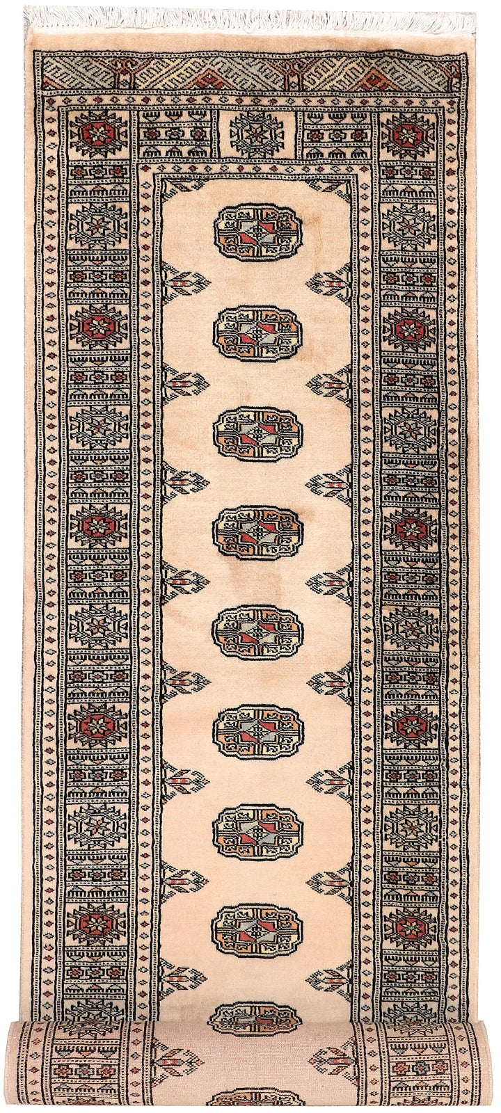 Brown Pakistani Bokhara Rug 2' 7" x 10' 6" Hand-Knotted | No. QA72478