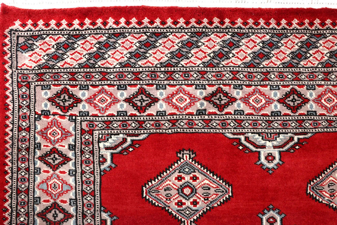 Firebrick Red Pakistani Jaldar Rug 5' x 7'10" Hand-Knotted | No. QA72517