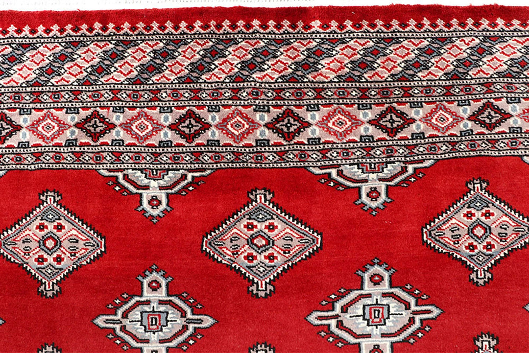 Firebrick Red Pakistani Jaldar Rug 5' x 7'10" Hand-Knotted | No. QA72517