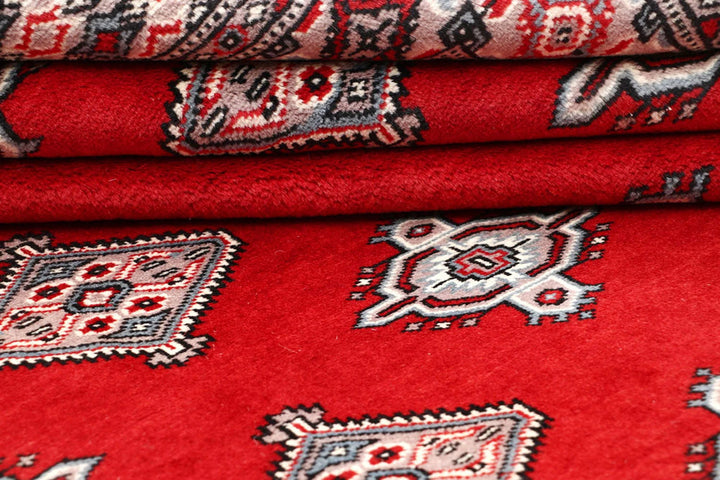 Firebrick Red Pakistani Jaldar Rug 5' x 7'10" Hand-Knotted | No. QA72517