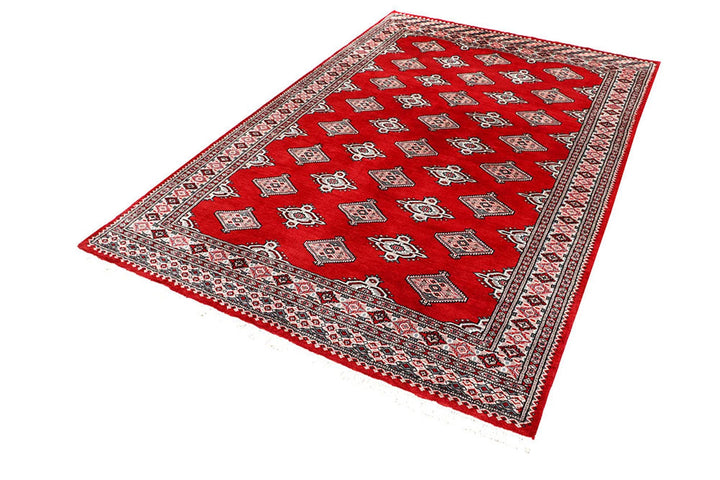 Firebrick Red Pakistani Jaldar Rug 5' x 7'10" Hand-Knotted | No. QA72517