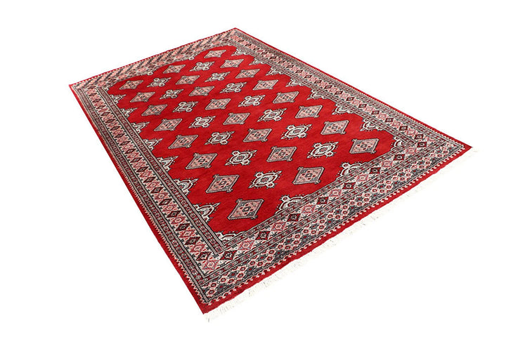 Firebrick Red Pakistani Jaldar Rug 5' x 7'10" Hand-Knotted | No. QA72517