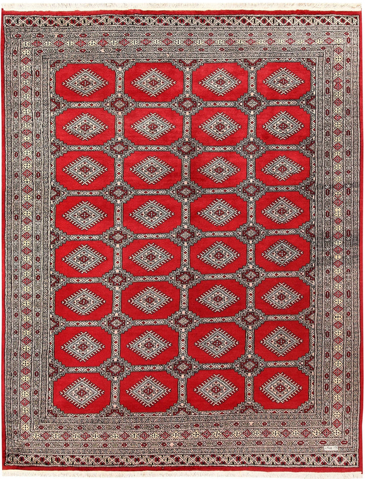 Firebrick Pakistani Jaldar Rug 6' 6" x 8' 4" Hand-Knotted | No. QA72601