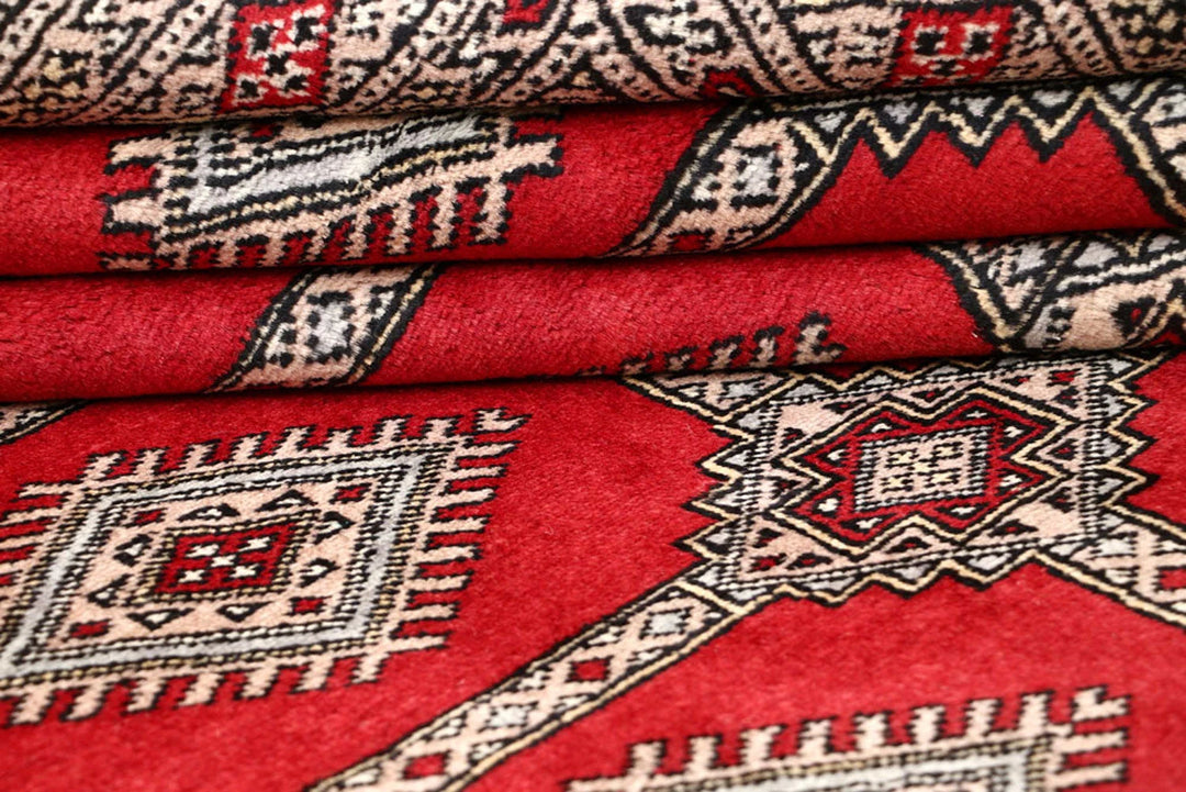 Firebrick Pakistani Jaldar Rug 6' 6" x 8' 4" Hand-Knotted | No. QA72601