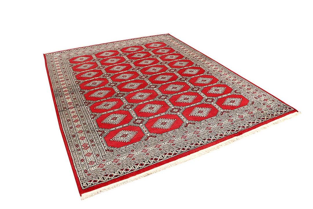 Firebrick Pakistani Jaldar Rug 6' 6" x 8' 4" Hand-Knotted | No. QA72601
