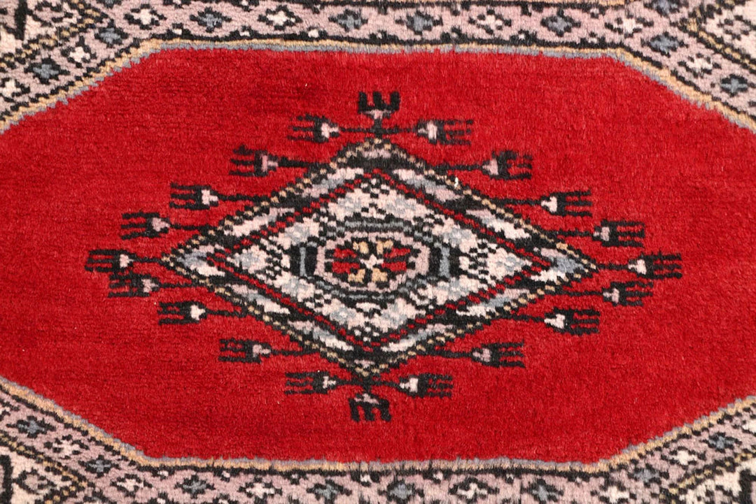 Red Pakistani Jaldar Rug 2' 4" x 9' 3" Hand-Knotted | No. QA72632