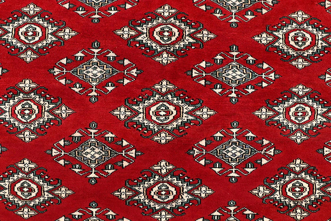 Red Pakistani Jaldar Rug 8' 3" x 10' 8" Hand-Knotted | No. QA72661