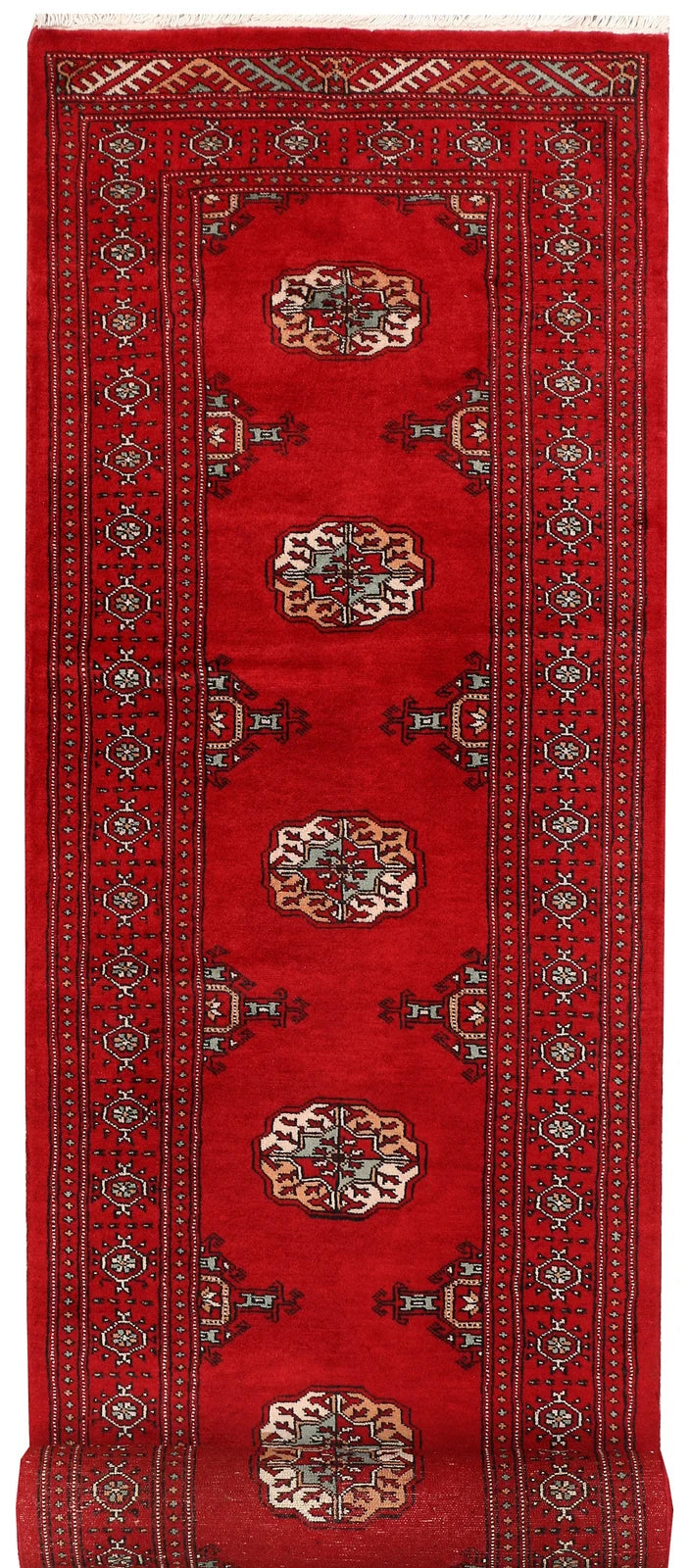 Dark Red Pakistani Bokhara Rug 2' 7" x 10' 6" Hand-Knotted | No. QA72719