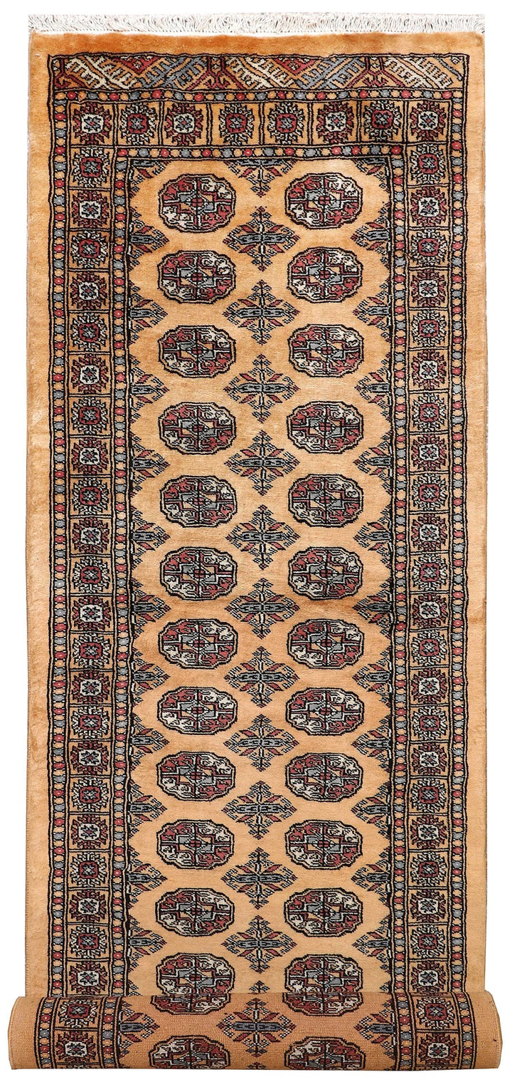 Navajo White Pakistani Bokhara Rug 2' 7" x 10' 2" Hand-Knotted | No. QA72798