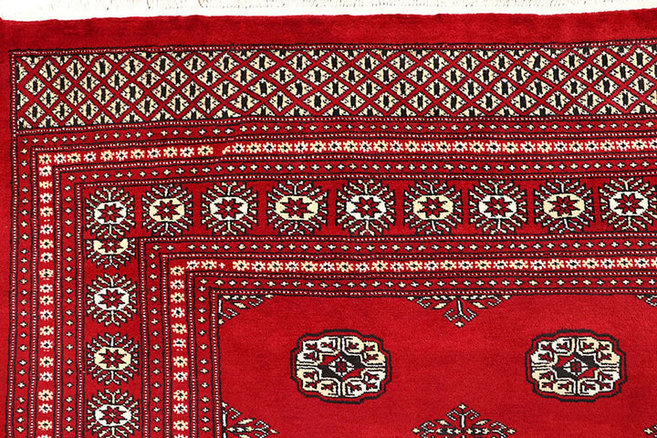 Red Pakistani Bokhara Rug 9' 1" x 11' 11" Hand-Knotted | No. QA72979