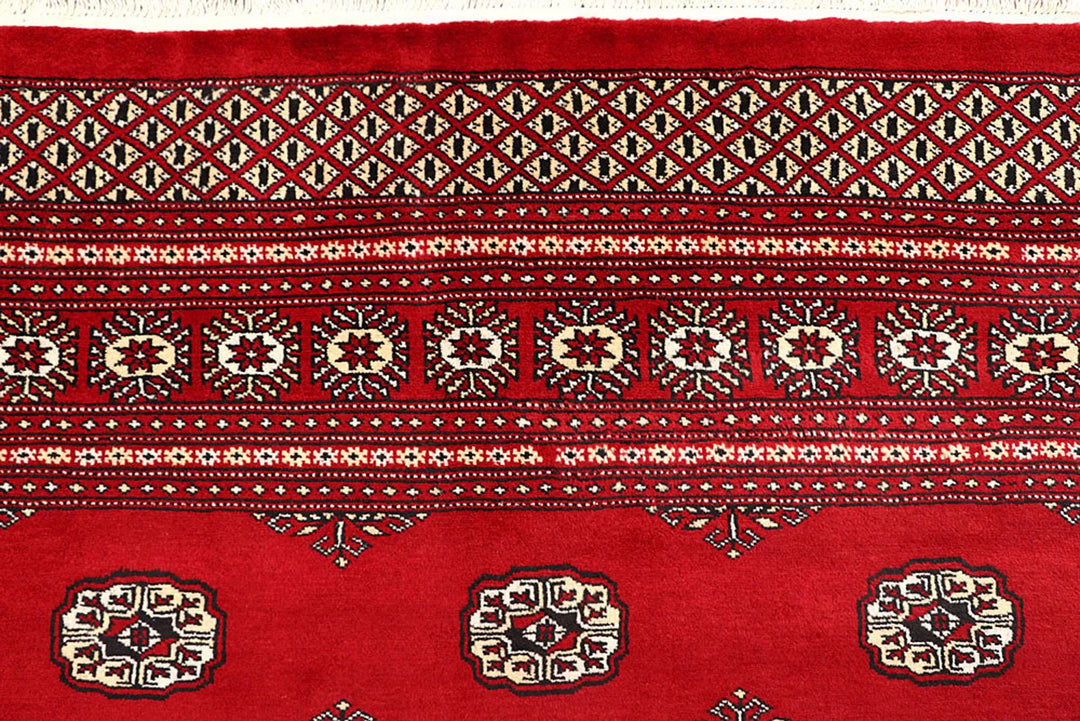 Red Pakistani Bokhara Rug 9' 1" x 11' 11" Hand-Knotted | No. QA72979