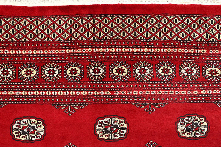 Red Pakistani Bokhara Rug 9' 1" x 11' 11" Hand-Knotted | No. QA72979