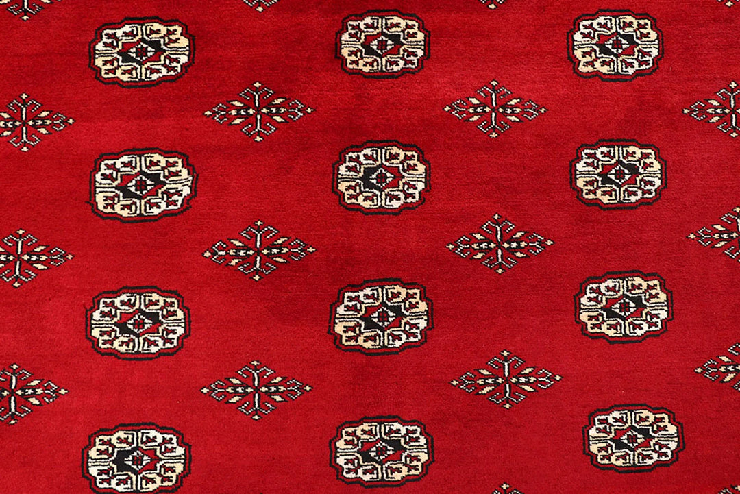 Red Pakistani Bokhara Rug 9' 1" x 11' 11" Hand-Knotted | No. QA72979