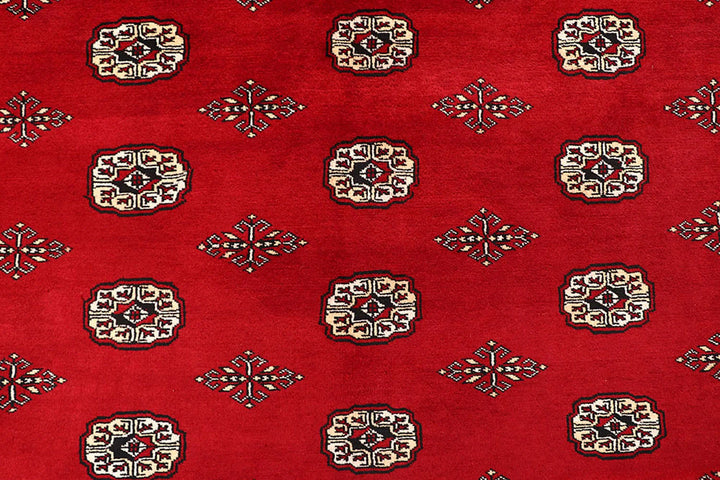 Red Pakistani Bokhara Rug 9' 1" x 11' 11" Hand-Knotted | No. QA72979
