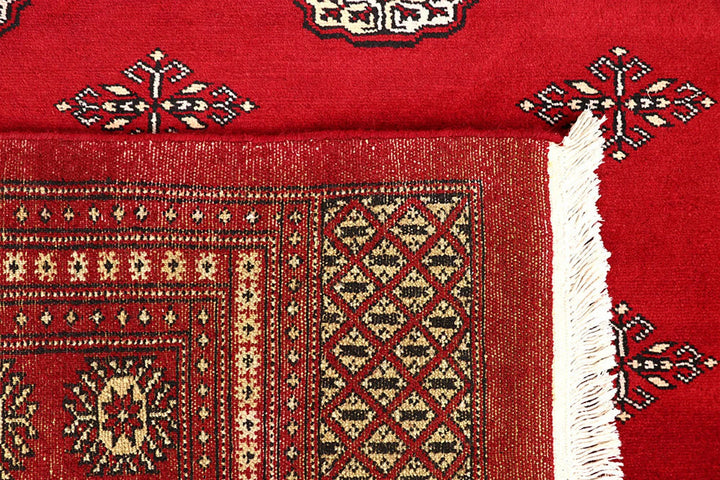 Red Pakistani Bokhara Rug 9' 1" x 11' 11" Hand-Knotted | No. QA72979