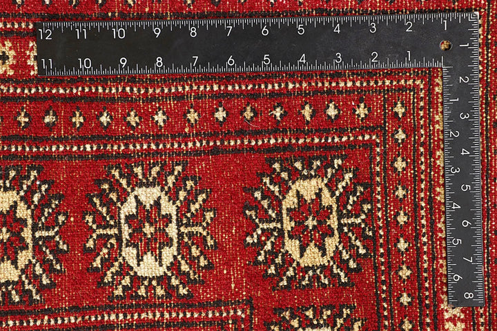 Red Pakistani Bokhara Rug 9' 1" x 11' 11" Hand-Knotted | No. QA72979