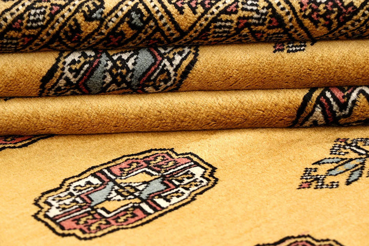 Gold Bokhara Rug 4' 2" x 6' 3" Hand-Knotted | No. QA72983