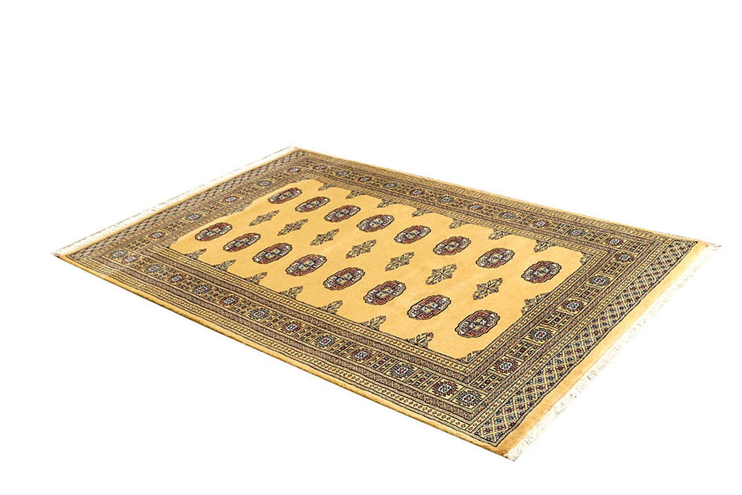 Gold Bokhara Rug 4' 2" x 6' 3" Hand-Knotted | No. QA72983