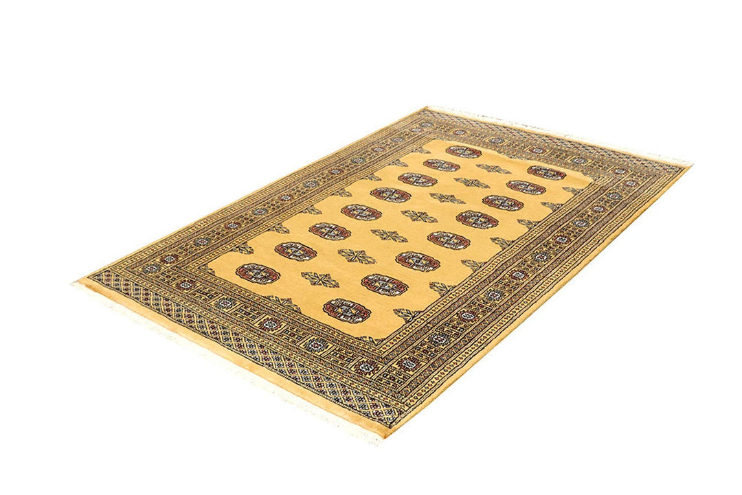Gold Bokhara Rug 4' 2" x 6' 3" Hand-Knotted | No. QA72983