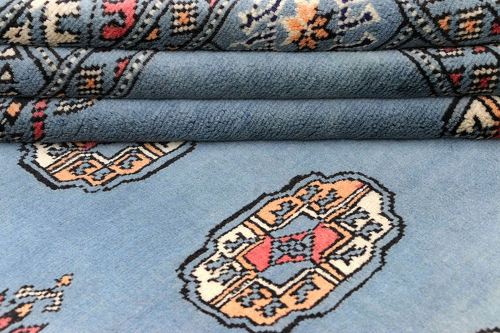 Light Slate Grey Pakistani Bokhara Rug 4' 1" x 6' 4" Hand-Knotted | No. QA72999