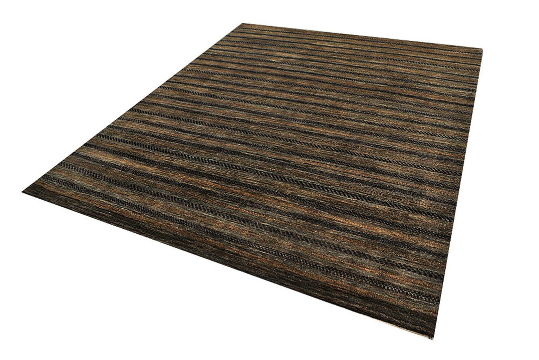 Sienna Brown Pakistani Gabbeh Rug 6' 6" x 8' 1" Hand-Knotted | No. QA73021