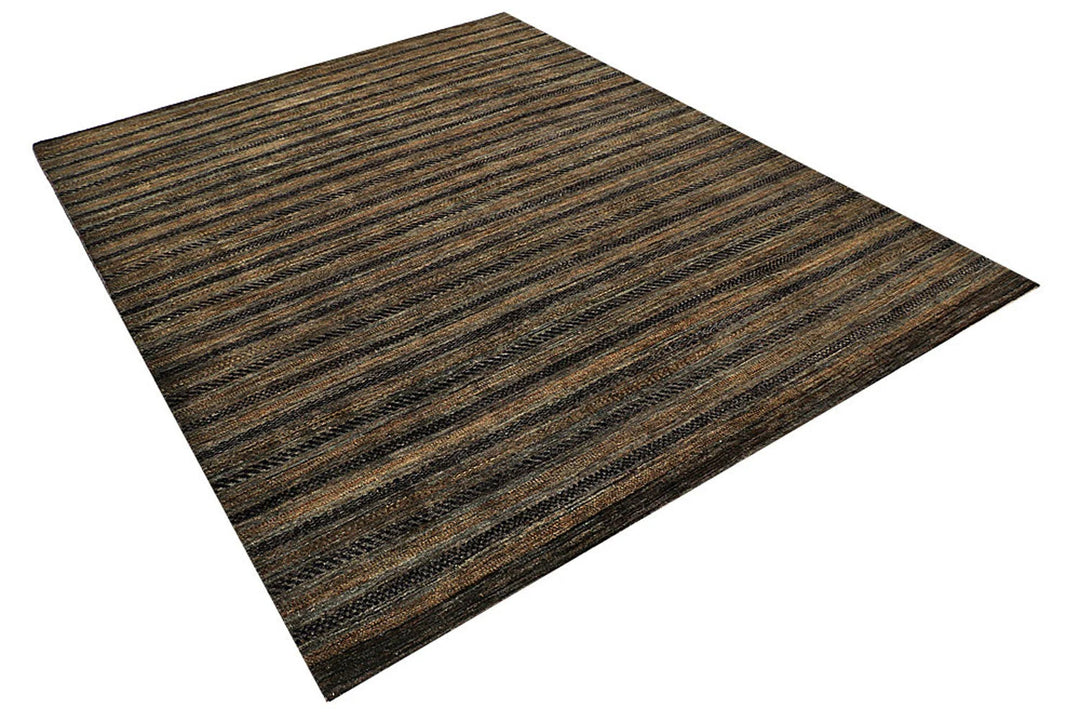 Sienna Brown Pakistani Gabbeh Rug 6' 6" x 8' 1" Hand-Knotted | No. QA73021