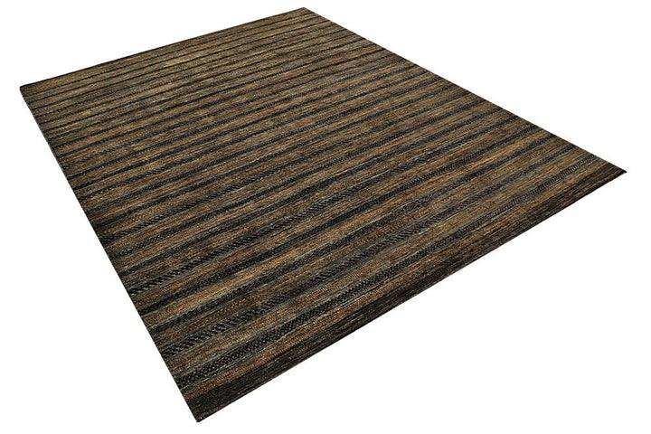 Sienna Brown Pakistani Gabbeh Rug 6' 6" x 8' 1" Hand-Knotted | No. QA73021