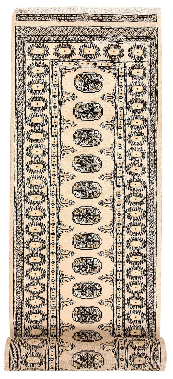 Brown Bokhara Rug 2' 7" x 13' 1" Hand-Knotted | No. QA73231