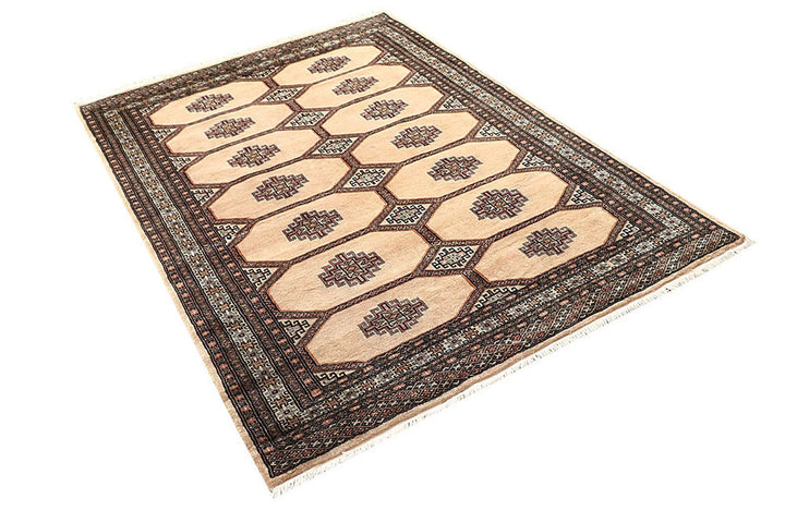 Brown Pakistani Jaldar Rug 4' 7" x 6' 6" Hand-Knotted | No. QA73285