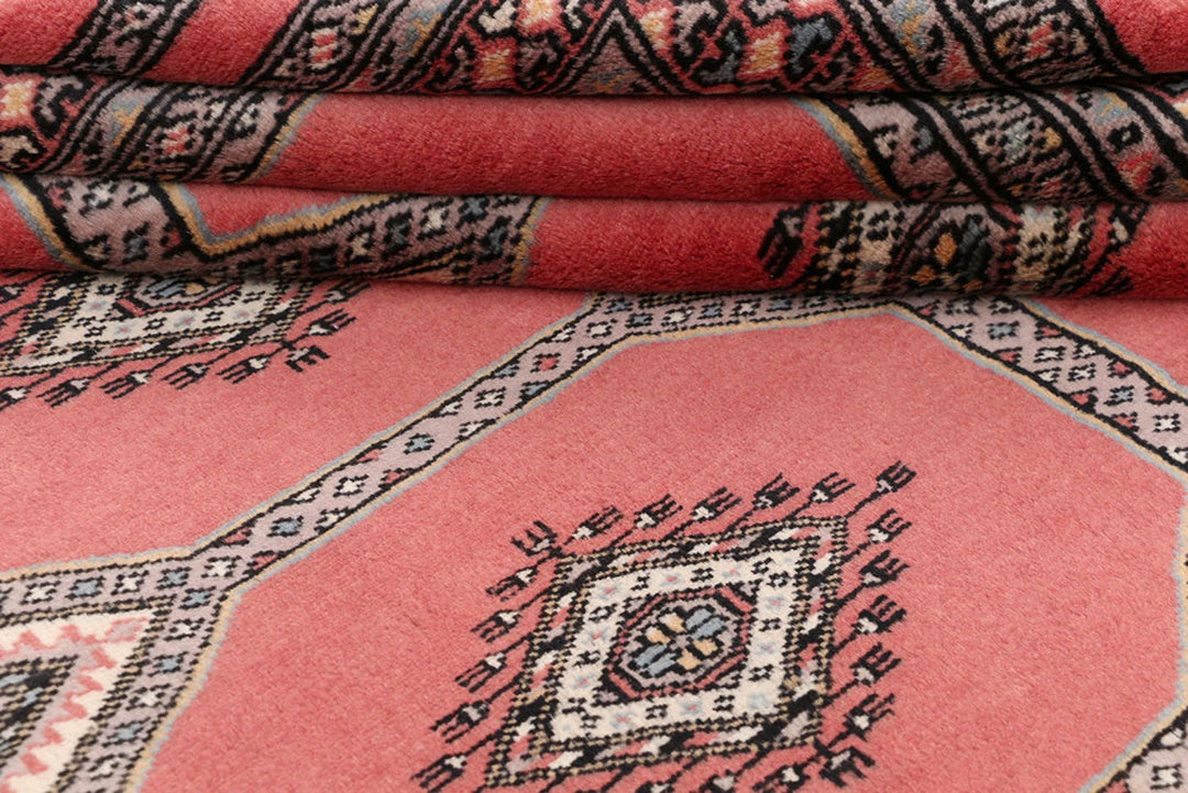 Red Pakistani Jaldar Rug 4' x 6'6" Hand-Knotted | No. QA73306