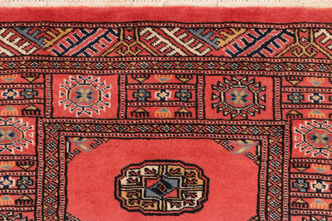 Red Bokhara Rug 2' 7" x 10' 8" Hand-Knotted | No. QA73365