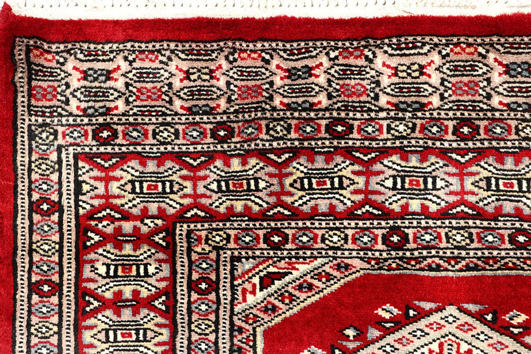 Red Pakistani Jaldar Rug 2' 6" x 10' 3" Hand-Knotted | No. QA73372