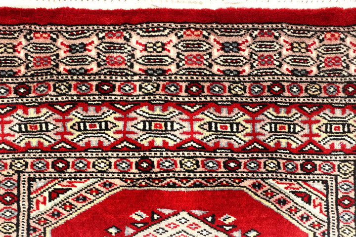 Red Pakistani Jaldar Rug 2' 6" x 10' 3" Hand-Knotted | No. QA73372