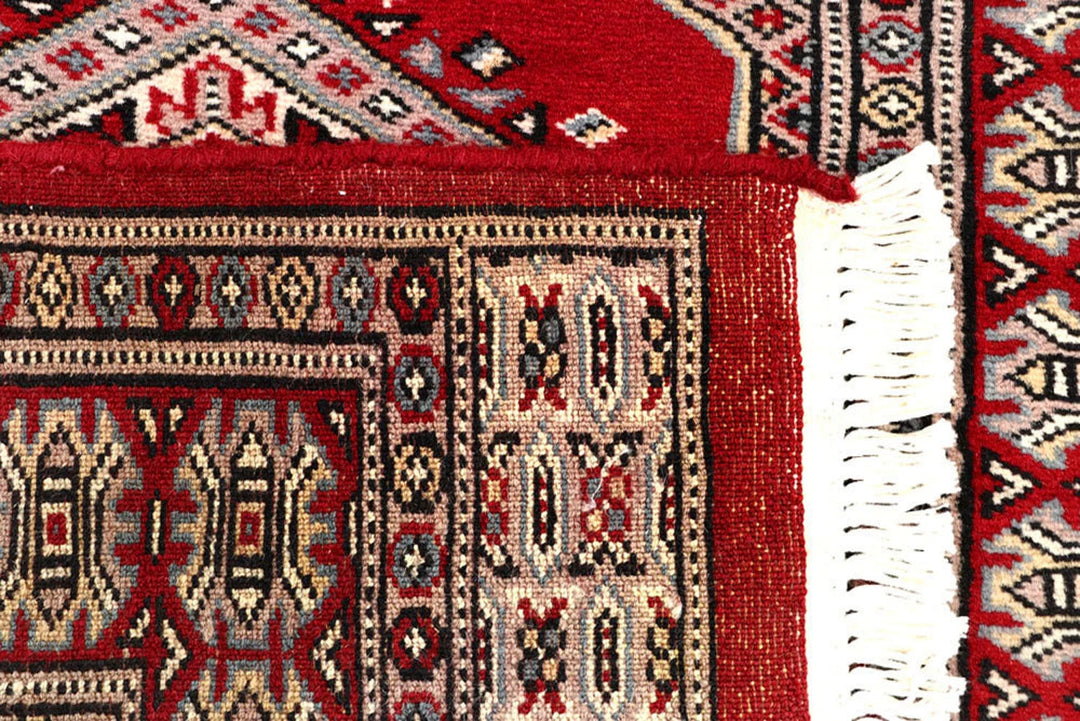 Red Pakistani Jaldar Rug 2' 6" x 10' 3" Hand-Knotted | No. QA73372