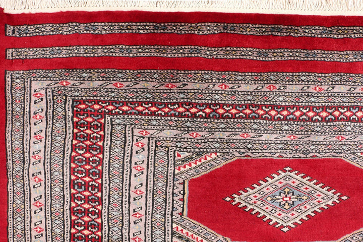 Firebrick Red Pakistani Jaldar Rug 5' 6" x 8' 2" Hand-Knotted | No. QA73554