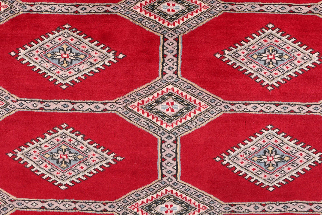 Firebrick Red Pakistani Jaldar Rug 5' 6" x 8' 2" Hand-Knotted | No. QA73554
