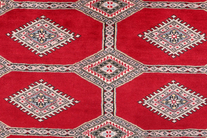 Firebrick Red Pakistani Jaldar Rug 5' 6" x 8' 2" Hand-Knotted | No. QA73554