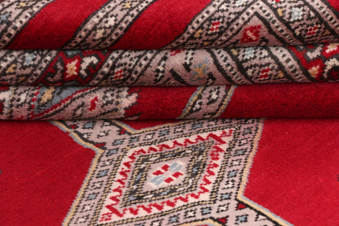 Firebrick Red Pakistani Jaldar Rug 5' 6" x 8' 2" Hand-Knotted | No. QA73554