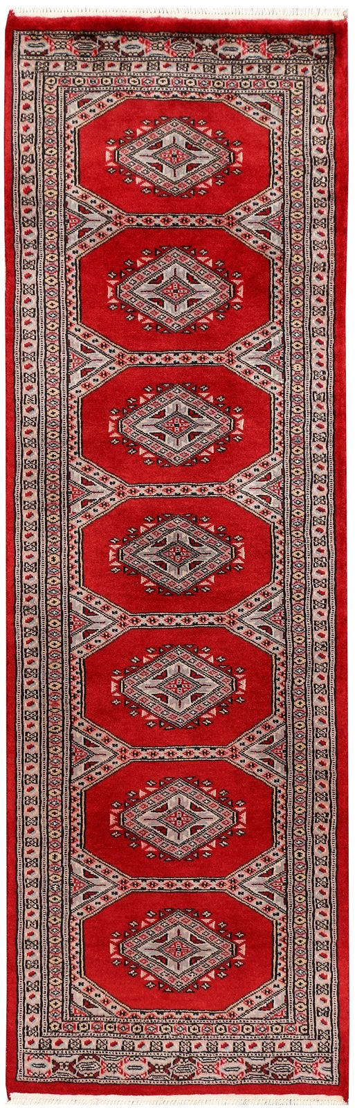 Firebrick Pakistani Jaldar Runner Rug 2' x 6'3" Hand-Knotted | No. QA73632