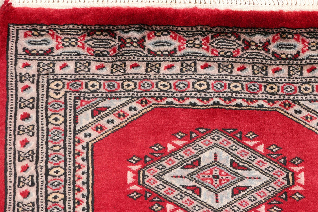 Firebrick Pakistani Jaldar Runner Rug 2' x 6'3" Hand-Knotted | No. QA73632