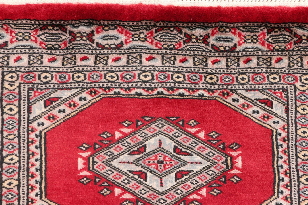 Firebrick Pakistani Jaldar Runner Rug 2' x 6'3" Hand-Knotted | No. QA73632