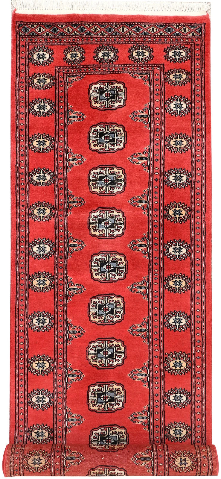 Red Bokhara Rug 2' 7" x 10' Hand-Knotted | No. QA73752