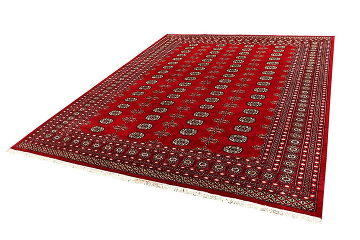 Firebrick Red Pakistani Bokhara Rug 8' x 10'2" Hand-Knotted | No. QA73763