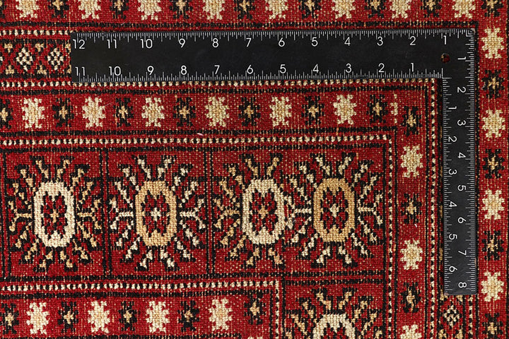 Firebrick Red Pakistani Bokhara Rug 8' x 10'2" Hand-Knotted | No. QA73763