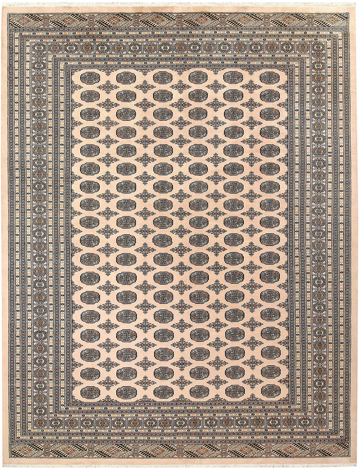 Brown Pakistani Bokhara Rug 9' 1" x 11' 9" Hand-Knotted | No. QA73798